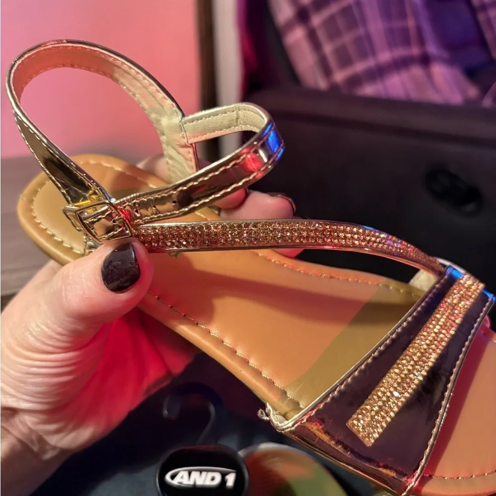 Gold Strappy Kids Sandals
